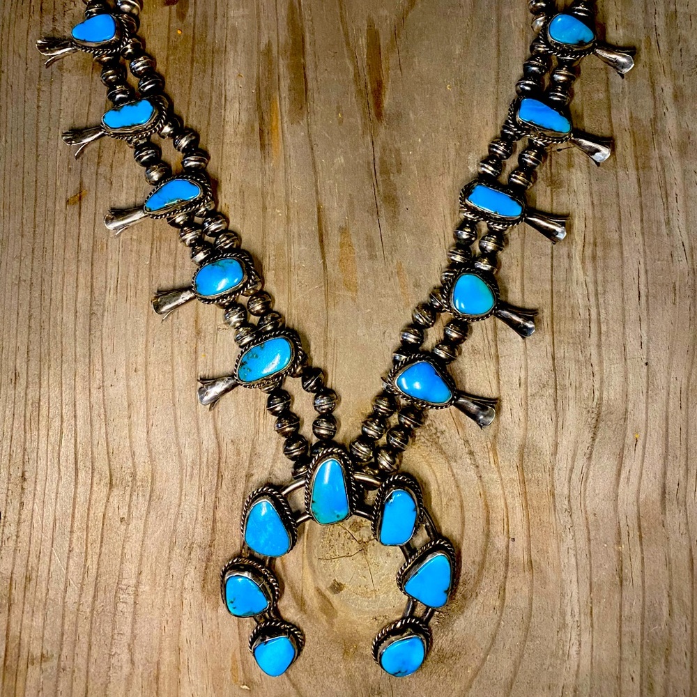 Sterling silver squash blossom necklace native 925